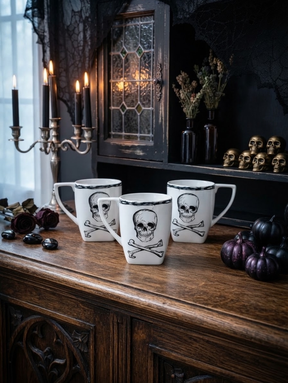 Coventry Skull & Crossbones Mug Porcelaine Fine Dishwasher & Microwave Safe Goth